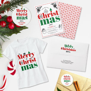 Cartão Postal De Festividades Vintage Christmas elements bold typography