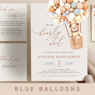 Convites Teddy Bear Balloon Boy Espera