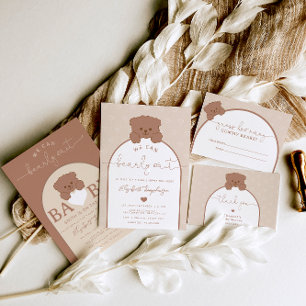 Convites Chá de fraldas neutro do urso de película