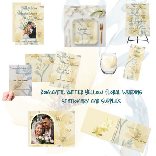 Reserve A Data Casamento Floral Amarelo Suave Amarelo-Pálido