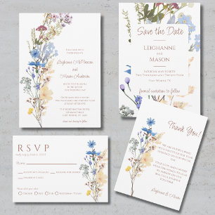 Cartão RSVP de Casamento Botânico de Flor Selvagem