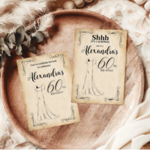 Convites Vintage Elegant Dress 60th Festa de aniversário su