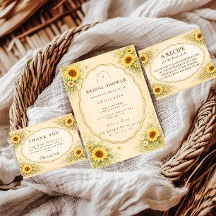 Convites Chá de Noiva Jardim de Girassóis Vintage