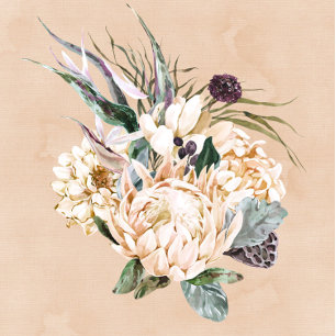 Convites Tropical Boho White Protea Floral Casamento Invita