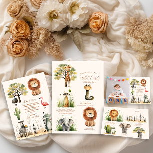 Convites Primeiro aniversario Selvagem de Animais Safari