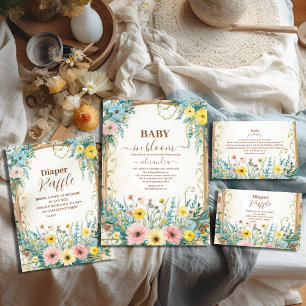 Convites Bebê Em Sangue Blush & Teal Primavera Floral Chá