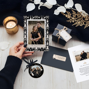 Convites Elegante Evergreen Trees & Floral Christmas Party