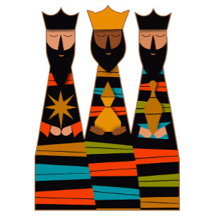 Cartão De Festividades Três Reis Magos Moderno Meados do Século