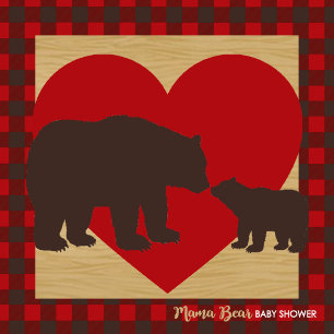 Flannel e Madeira Bear Bear Shower Convites