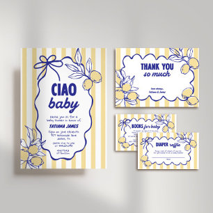 Convites CHÁ DE FRALDAS CIAO BABY Lemon Mediterranean Amalf