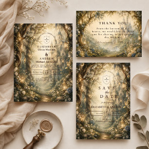 Cartão De Agradecimento Casamento Fantasia no Bosque Encantado