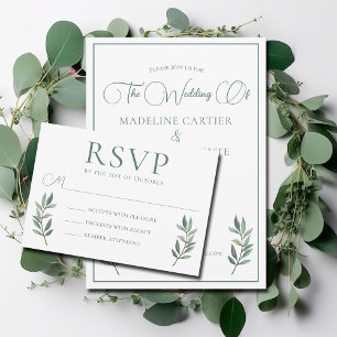 Convites Casamento outono Moderno Elegante Green Eucalyptus
