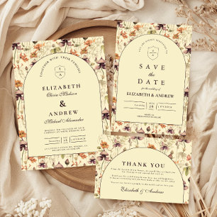 Cartão RSVP Arco de Flores Silvestres Vintage Elegante Casamen