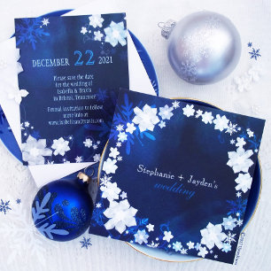 Convites Marinho Blue Winter Bohemian Wedding