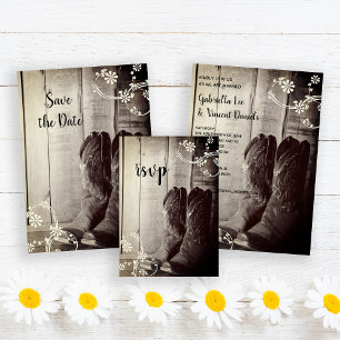 Rustic Cowboy Boots Country Western Weding RSVP