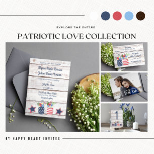 Convites Patriotic Love II Rustic 4th of Julit Photo Weddin