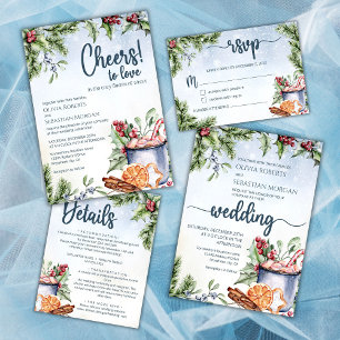 Convites Casamento Neve com Cacau Quente Cozy Winter Hot Co