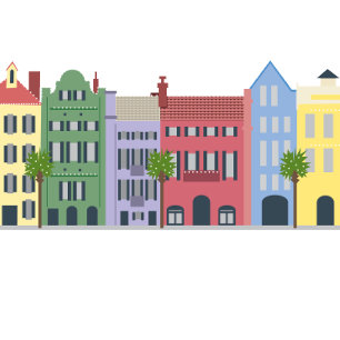 Adesivo Retangular Rainbow Row Charleston South Carolina Sticker