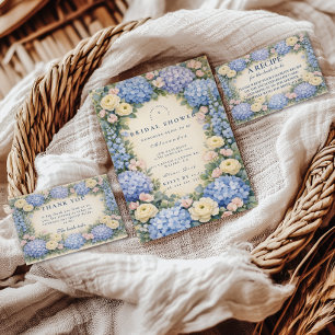 Convites Chá de Bebê Clássico com Flores de Hortênsias