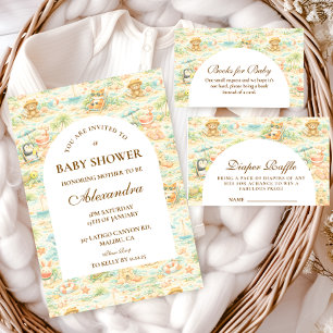 Cartão De Informações Festa de Animais Tropicais Fofos Sorteio de Fralda