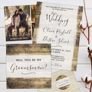 Reserve A Data Save The Date Rustic Wood Wedding Photo Collage