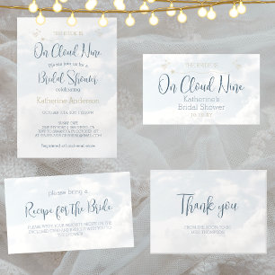 Cartão De Agradecimento Nuvens Chá de panela Elegante Moderno Azul Obrigad