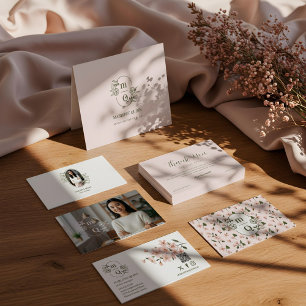 Cartão De Visita Monograma Botânico Floral Foto de Marca do logotip