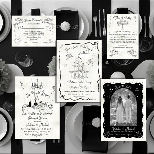 Convites Doodle Sketch Cherub Funky Salve a Arca da Data