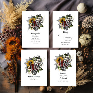 Convites Autumn Fall Rustic Floral Gothic Wedch Código QR