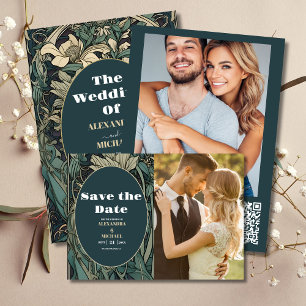 Convites Foto Vintage Floral Art Nouveau Casamento