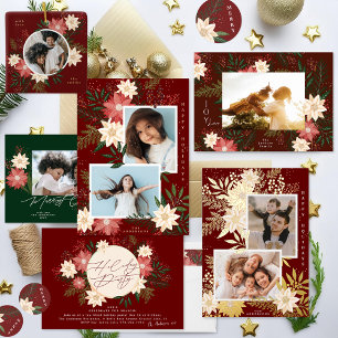 Adesivo Elegante Poinsettia Merry Christmas Watercolor