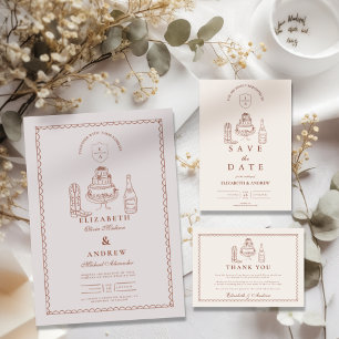 Reserve A Data Terracotta Hand Drawn Funky Western Doodle Casamen