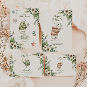 Cartão De Informações Woodland Winter Winter Diapper Raffle