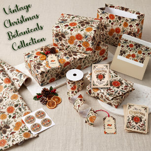 Papel de embrulho de botânicos de Natal vintage