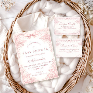 Cartão De Informações Blush Rosa Toalete Vintage Cordeiro Diapper Leilão