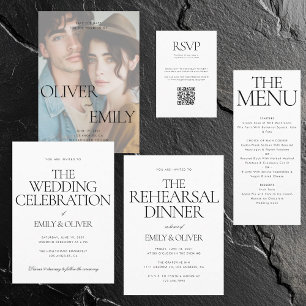 Menu Janto de Casamento Branco Negro Moderno Elegante