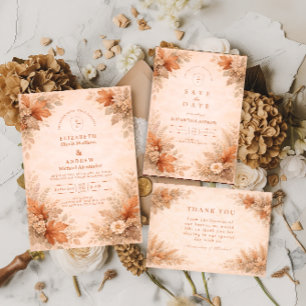 Cartão RSVP Casamento Floral Quente de Outono