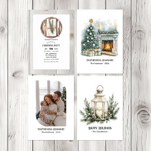 Cartão De Festividades Foto de Natal da Vela Lanterna Elegante