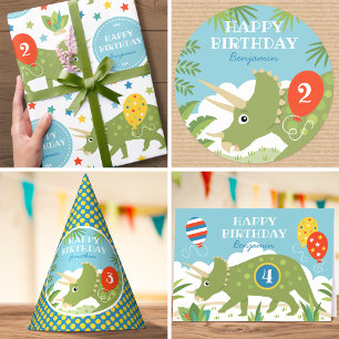 Convites Belo Aniversário Dinossaur Triceratops Nome Person