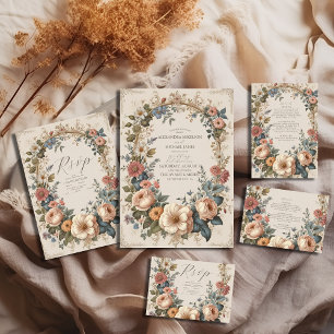 Cartão RSVP Boas Festas Botânicas Arte Nouveau Casamento