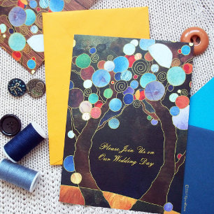 Convites Casamento com Árvores do Amor em Blue Rustic Count