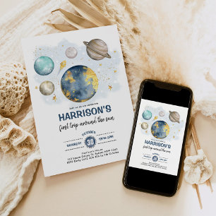 Convites Espaço Aniversário Lua Estrelas Planetas Galáxias 