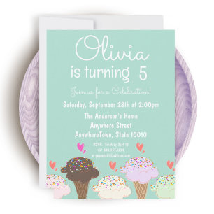 Convite de aniversário de decoração de cookies