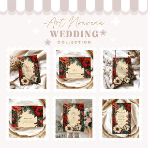 Convites Clássica Arte Nouveau de Casamento Floral