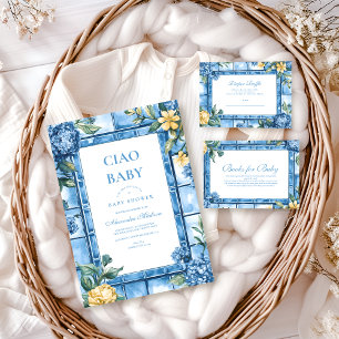 Convites Watercolor Ciao, Baby Italiana Chá de fraldas