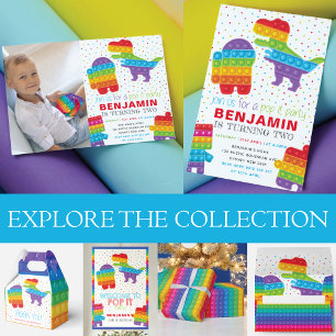 Convites Foto Do Robô Dinossauro Do pop It Boy Birthday