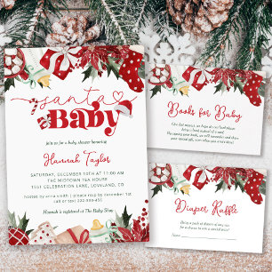 Cartão De Informações Livros para Chá de fraldas de Papais noeis de Nata