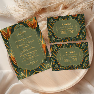 Cartão De Agradecimento Foto: Ornamentado Elegante Verde-oliva Bridal