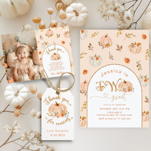 Convites Menina de ouro de abóbora no primeiro aniversário