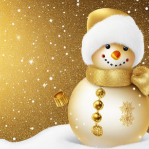 Convites Feriados do Ouro de Natal Snowman Flocos de Neve